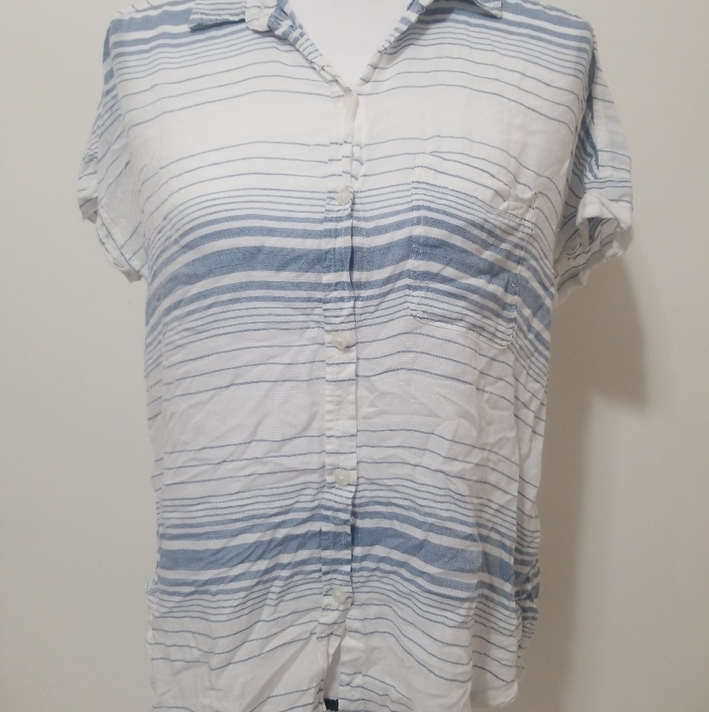 American Eagle S/P Top Shirt Button Up Striped S/S